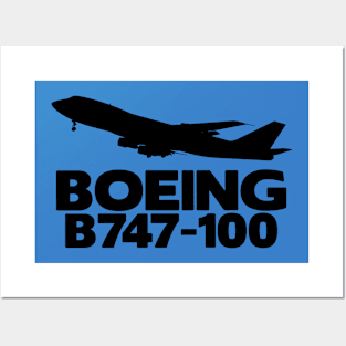 Boeing B747-100 Silhouette Print (Black) Posters and Art